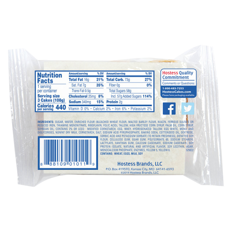 Hostess Iced Vanilla Artificially Flavored Zingers Single Serve 3.81oz