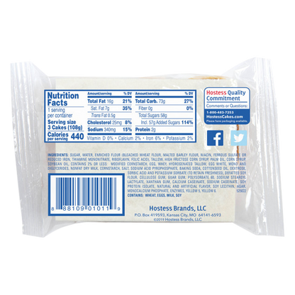 Hostess Iced Vanilla Artificially Flavored Zingers Single Serve 3.81oz