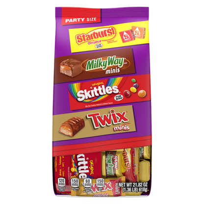Twix, Skittles, Starburst, & Milky Way Variety Candy Assortment, Party Size - 21.82oz 60 Count Bag