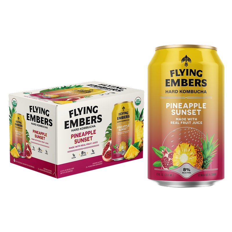 Flying Embers Pineapple Sunset Hard Kombucha 6pk 12oz Can 8.0% ABV