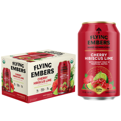 Flying Embers Cherry Hibiscus Lime Hard Kombucha 6pk 12oz 7.2% ABV