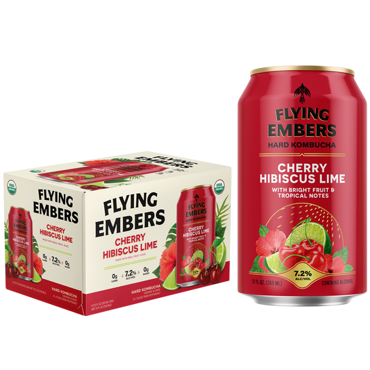 Flying Embers Cherry Hibiscus Lime Hard Kombucha 6pk 12oz 7.2% ABV