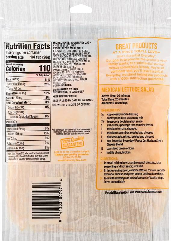 Essential Everyday Shredded Mexican Style Four Cheese Blend 8oz