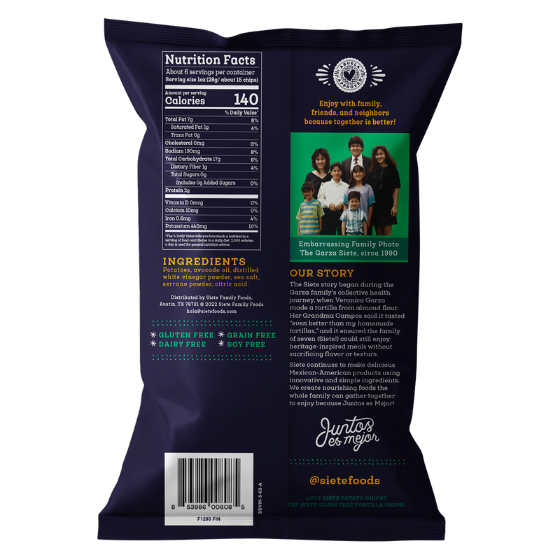 Siete Serrano, Sea Salt & Vinegar Potato Chips 5.5oz