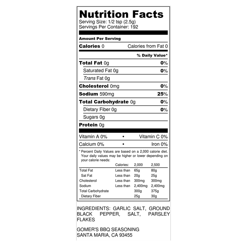 Gomer's Santa Maria Style BBQ Seasoning 16oz