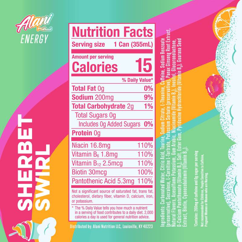 Alani Energy Sherbert Swirl 12oz Can