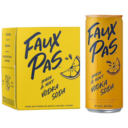 Faux Pas Lemon & Mint Vodka Soda 4pk 250ml Can 8.0% ABV