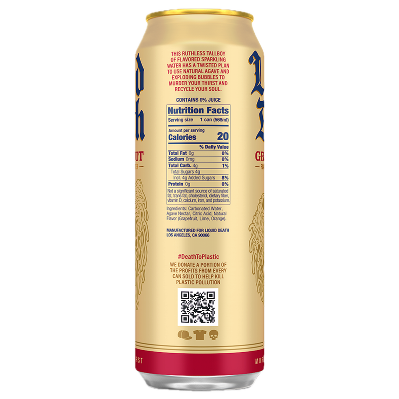 Liquid Death Grave Fruit Sparkling Water 8pk 19.2oz King Size Can- XL
