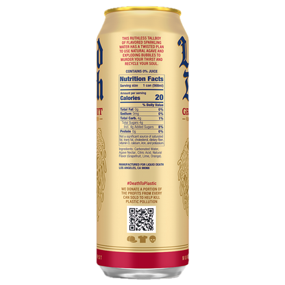 Liquid Death Grave Fruit Sparkling Water 8pk 19.2oz King Size Can- XL