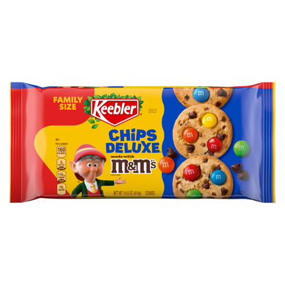 Keebler Chips Deluxe Cookies Made with M&M’s, Chocolate Chip Cookies Made with M&M’s, Family Size, 14.6 oz