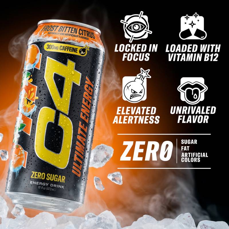 C4 Ultimate Energy Zero Sugar Frost Bitten Citrus 16oz Can