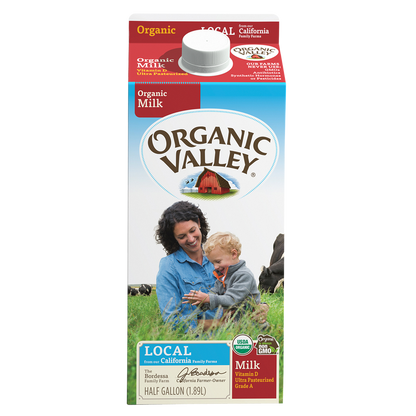 Organic Valley Whole Milk 1/2 Gallon CA