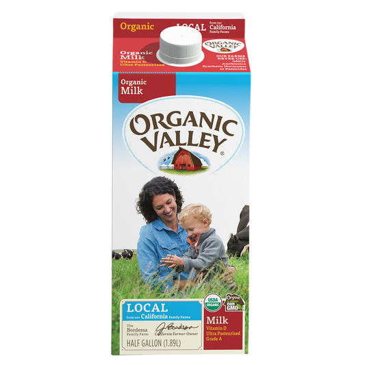 Organic Valley Whole Milk 1/2 Gallon CA