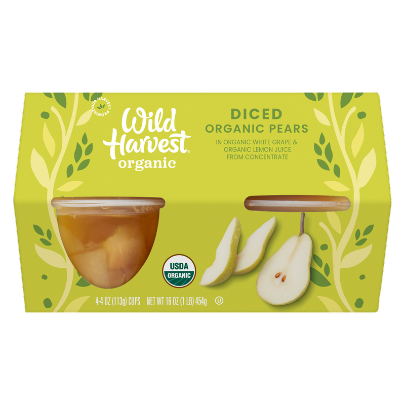 Wild Harvest Organic Diced Pears in Juice 4oz (4 Pack)