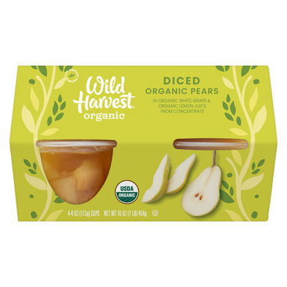 Wild Harvest Organic Diced Pears in Juice 4oz (4 Pack)