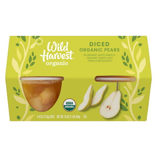 Wild Harvest Organic Diced Pears in Juice 4oz (4 Pack)