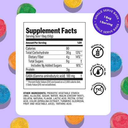 Tandy Stress Heads, Sour Fruit Flavored Gummies with GABA, 1.4oz