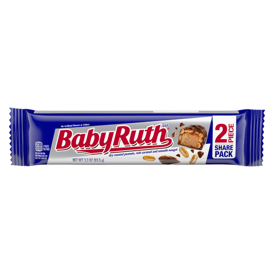 Baby Ruth Chocolatey, Peanut, Caramel, Nougat, Share Size Candy Bars, Share Pack, 3.3 oz