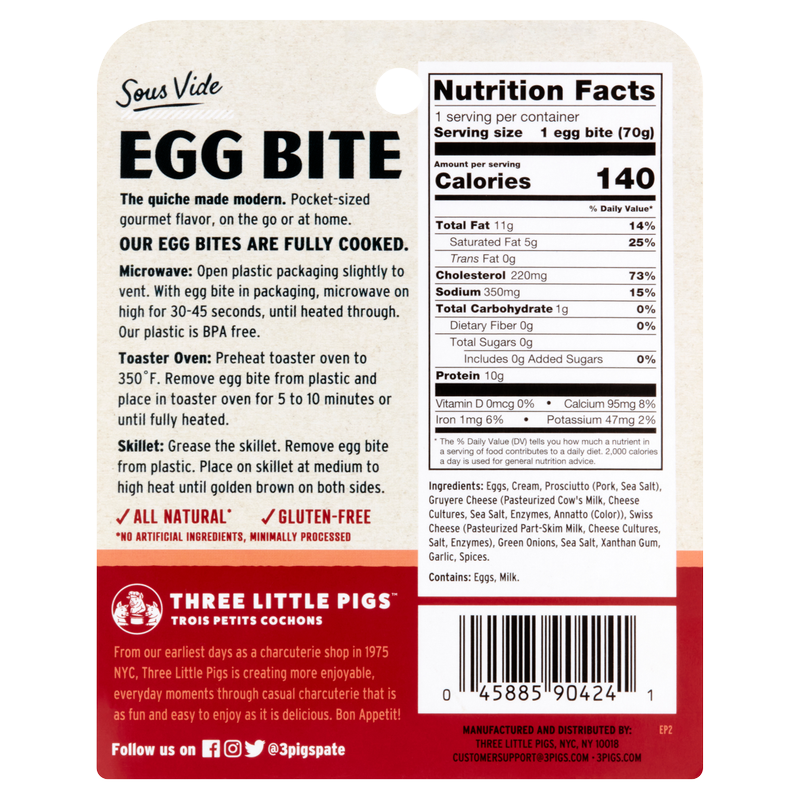 Trois Petits Cochons Sous Vide Prosciutto and Gruyere Egg Bite 2.5oz