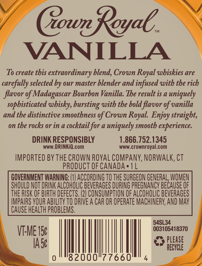 Crown Royal Vanilla Flavored Whisky, 1 L