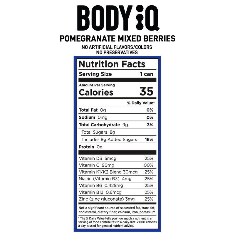 Body iQ Kava Pomegranate Mixed Berries Sparkling Water 12oz Can