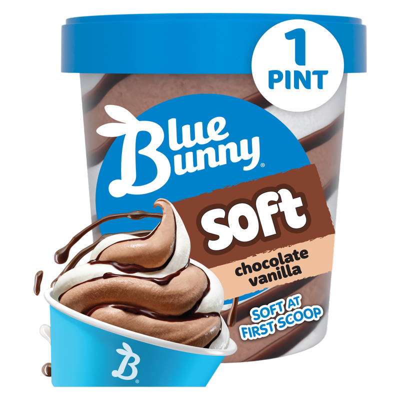 Blue Bunny Soft Chocolate Vanilla Frozen Dessert, 16 fl oz Pint