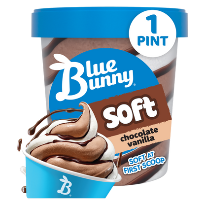 Blue Bunny Soft Chocolate Vanilla Frozen Dessert, 16 fl oz Pint