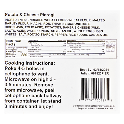 Golden Kitchen Potato and Cheese Pierogis