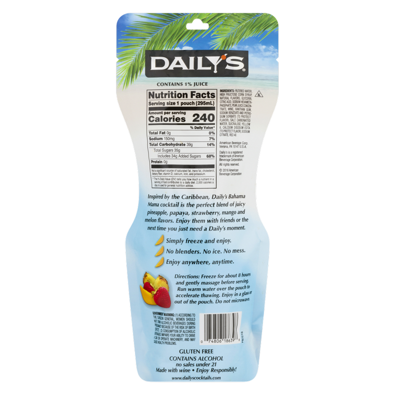 Dailys Bahama Mama Ready to Drink Single 10oz Pouch 5% ABV