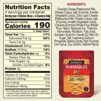 Sargento Shareables with Cheddar, Colby Jack and Ritz