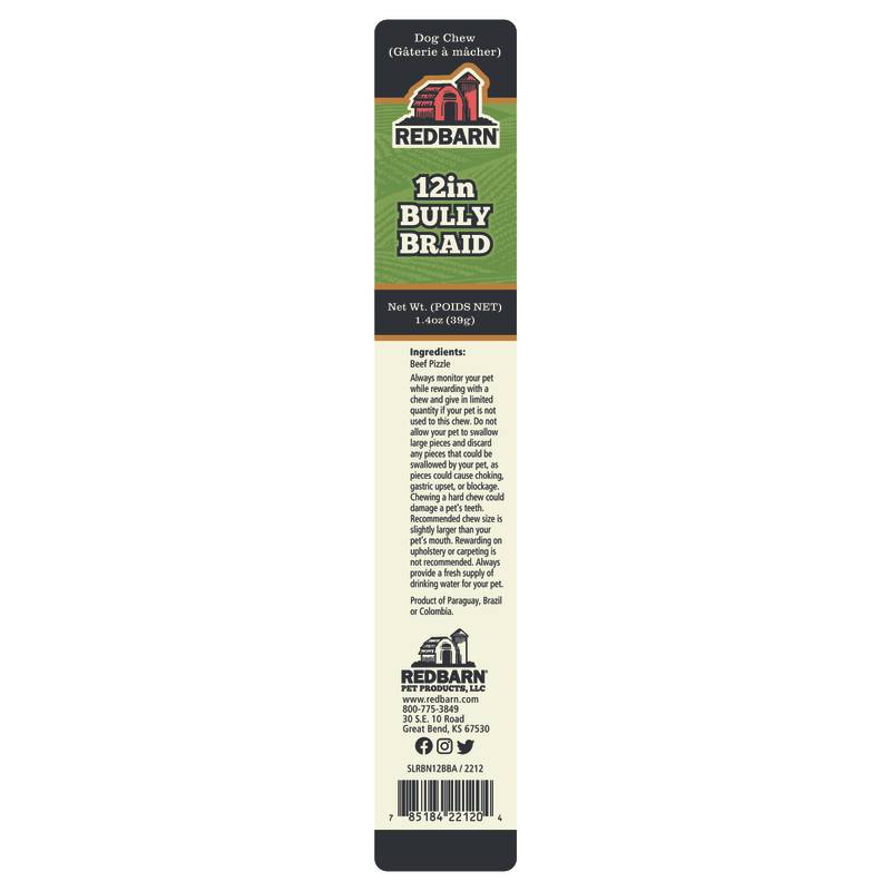 Redbarn Braided Bully Stick 12in 1ct