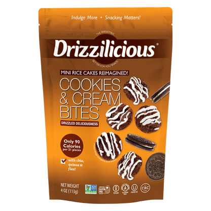 Drizzilicious Drizzled Cookies & Cream Mini Rice Cake, 4oz