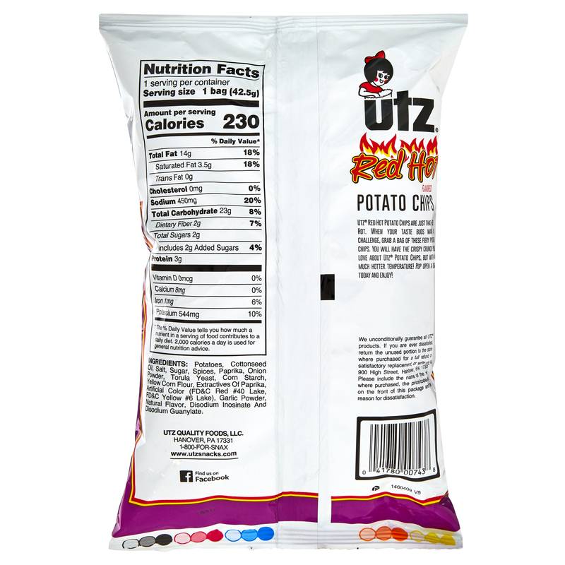 Utz Red Hot Potato Chips 1.5oz