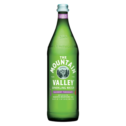 Mountain Valley Sparkling Water Blackberry Pomegranate 1L Glass Bottle