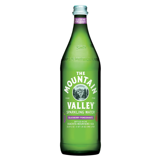 Mountain Valley Sparkling Water Blackberry Pomegranate 1L Glass Bottle