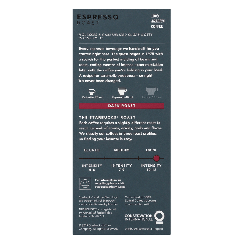 Starbucks By Nespresso Espresso Roast 10ct Capsules