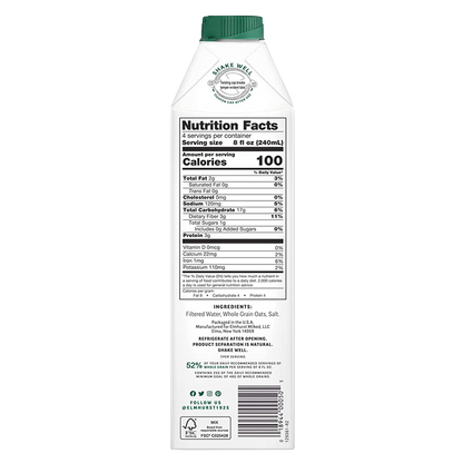 Elmhurst Unsweetened Oat Milk 32oz