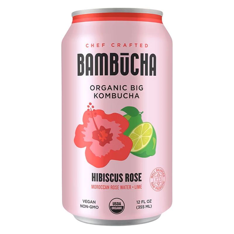 Bambucha Organic Big Hibiscus Rose Kombucha, 12 Fl Oz