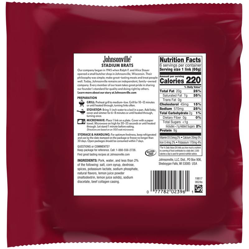 Johnsonville Stadium Bratwursts - 6ct/14oz