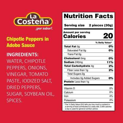 La Costena Chipotle Peppers in Adobo Sauce 12oz