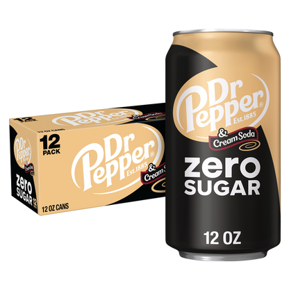 Dr Pepper & Cream Soda Zero Sugar 12pk 12oz Can