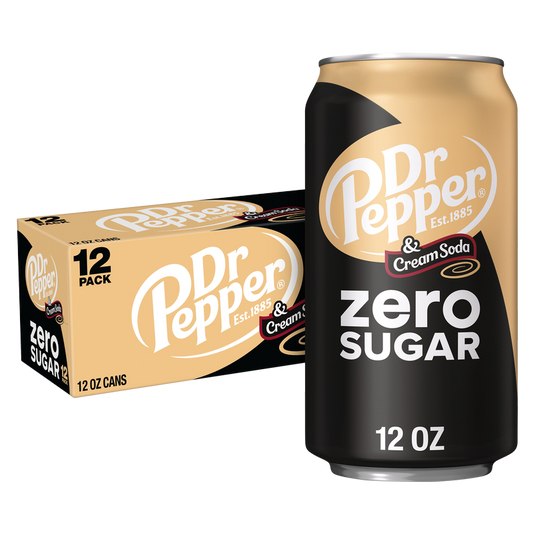 Dr Pepper & Cream Soda Zero Sugar 12pk 12oz Can