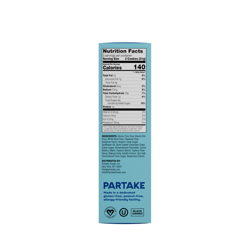 Partake Gluten Free Vegan Crunchy Chocolate Chip Cookies 5.5oz