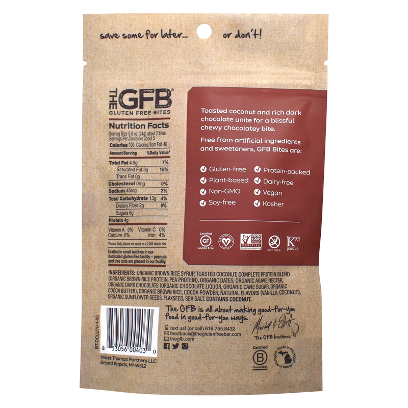 The GFB Dark Chocolate Coconut Bites 4oz Bag