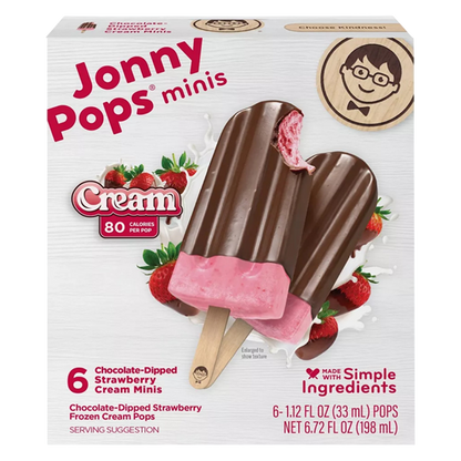 JonnyPops Chocolate-Dipped Strawberry Cream Mini Pops 6ct