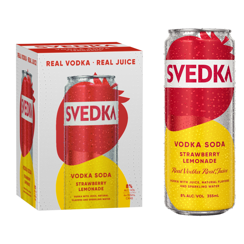 Svedka Strawberry Lemonade Vodka Soda 4pk 12oz Can 8% ABV