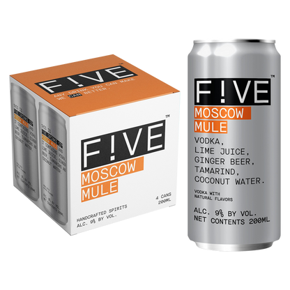 Five Drinks Co Moscow Mule 4pk 200ml Can 9% ABV