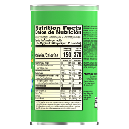 Pringles Potato Crisps Chips Sour Cream and Onion 2.5oz Grab N' Go