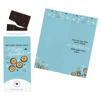 Sweeter Cards 'Happy Hanukkah' Sea Salt Caramel Dark Chocolate Holiday Card 3.5oz