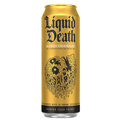 Liquid Death Sparkling Water Mango Chainsaw 8pk 19.2 oz King Size Can